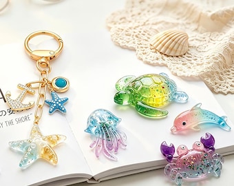 Molde de silicona para colgantes de animales marinos, molde para manualidades de joyería de resina, llaveros y dijes - Findingeye F3049