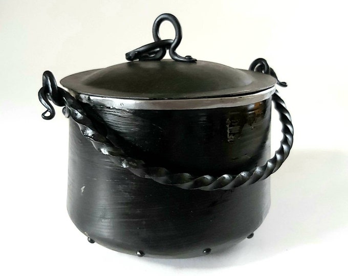 Small Cauldron Hand Forged, Steel Forged Medieval Pot, Reco Pot From ...