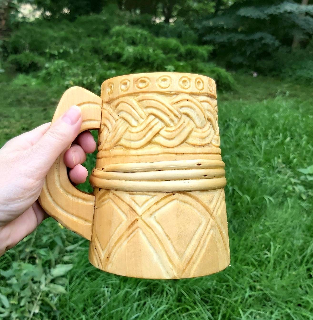 Beer mug hand carved wooden beer mug oldfashioned beer mug Etsy