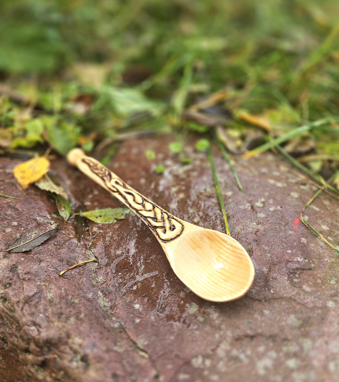 Handmade Ash Wood Celtic Spoon, Ornamental Rustic Decor - Etsy