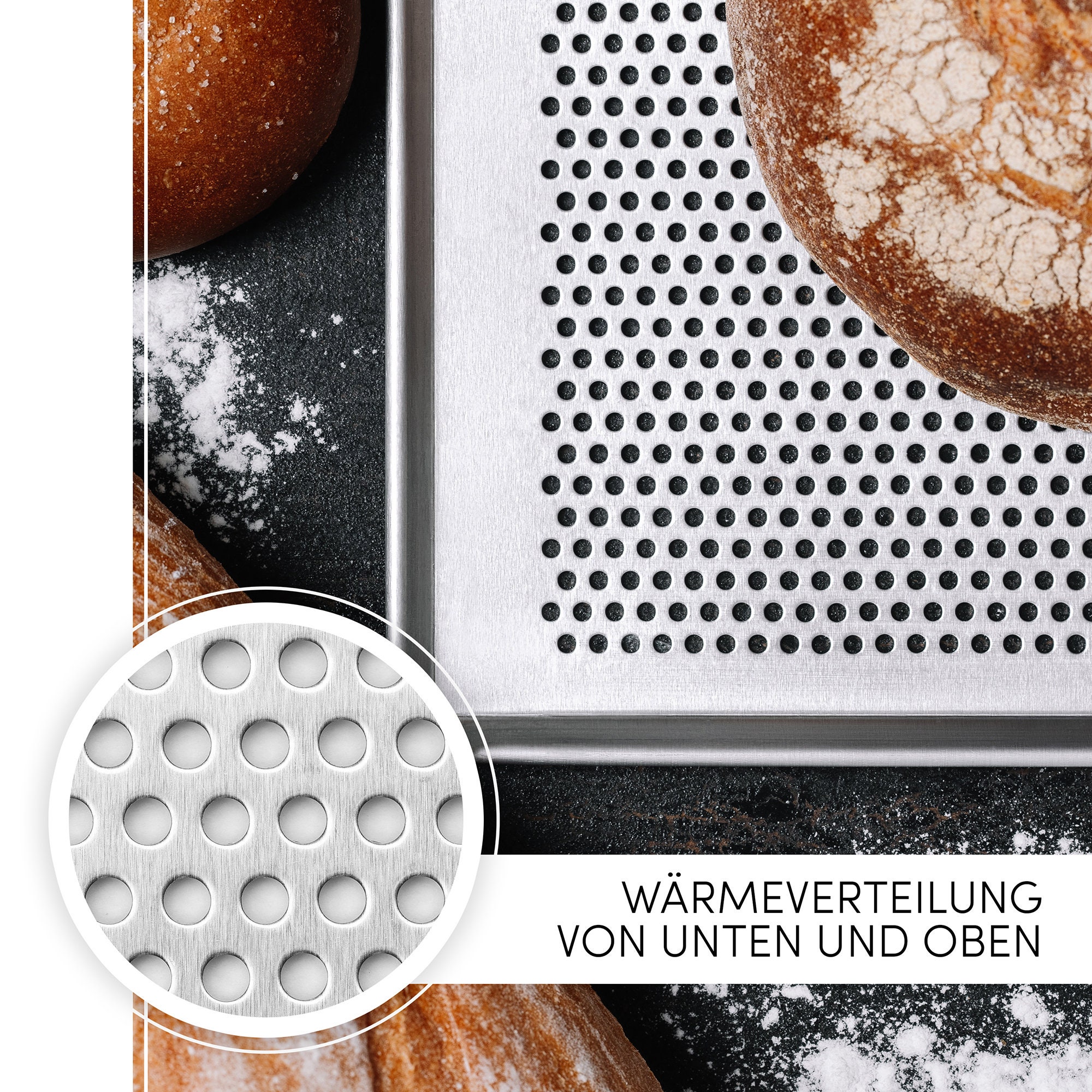 LEHRMANN Set Di Accessori Da Forno Da 3 Pezzi, Teglia Forata Da 42,5 X 36 Cm, Tappetino In Silicone, Spatola In Acciaio Inox Per Pizza - 6