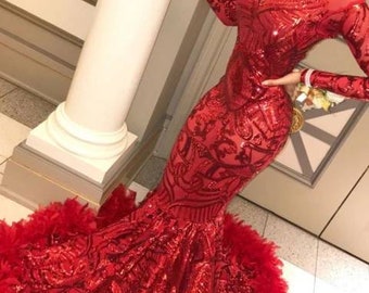 Prom dress with long train, mermaid prom dresses, Lace Prom outfit, Evening dresses for women, African bride dresses, bridal mermaid dress