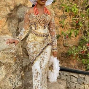 Bridal dress, Traditional bridal dress, stunning bridal dress, Elegant dresses for women, Igbo bridal dress for women, African party dress