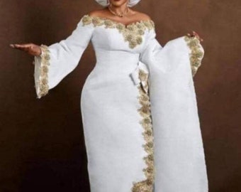 Afrikanisches Brautkleid, Metallic Gewebtes Kleid, Brautkleider für Frauen, afrikanische Kleidung, Traditionelle Kleider für eine Braut, afrikanische Frauenkleider