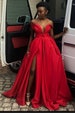 Red prom dress, Satin evening dresses, African clothing for women, African party dress, African clothing, African clothing, Ankara clothing 