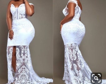 Mermaid wedding dress, white wedding dress, women's clothing, African dress for women, Plus size wedding dress, wedding dress for women