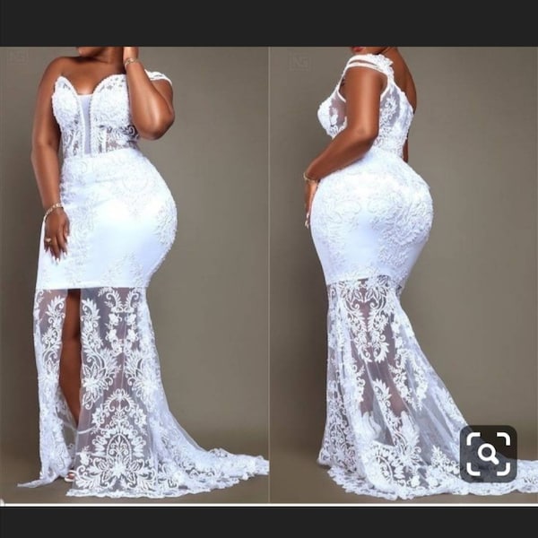 Mermaid wedding dress, white wedding dress, women's clothing, African dress for women, Plus size wedding dress, wedding dress for women