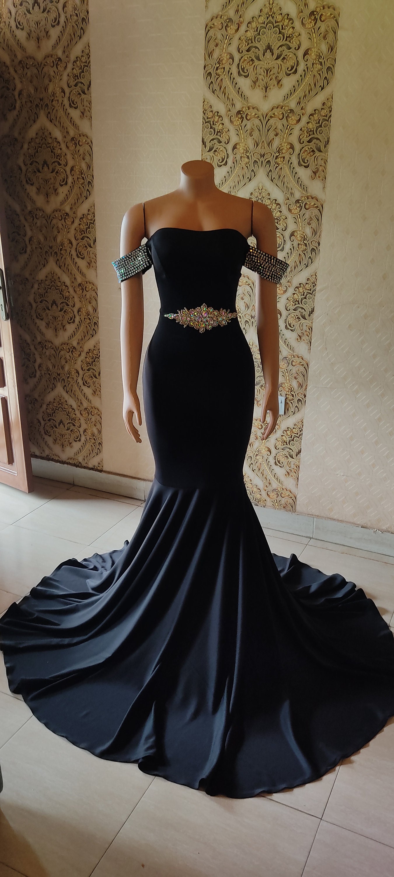 Black mermaid top bridesmaid dresses