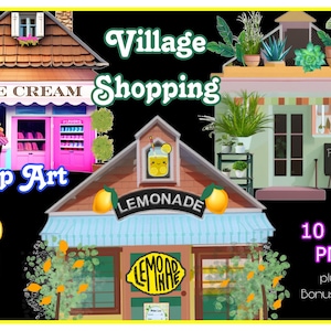 Boutique Clipart, tiendas png, Uso comercial, sublimación, compras png, Beautiful Store Stickers, planificador digital, Goodnotes, Girl's Day