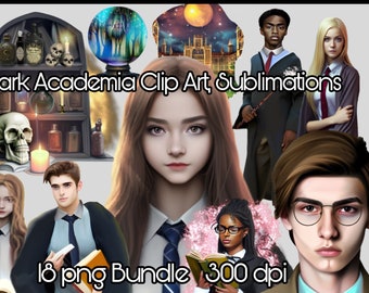 Best Dark Academia Clipart png Bundle, Sublimation, Commercial Use, Wizardry School, Wizard University Clip Art, Magic, Fantasy Witch, Pagan