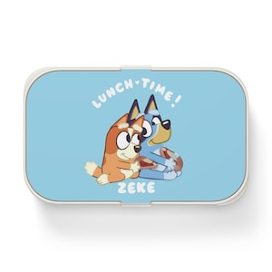 Blue Dog Bento Personalized Lunchbox, Cute Kid’s Blue Heeler & Bingo Custom Box for Lunch, Healthy Snacks, BPA FREE Childrens food container