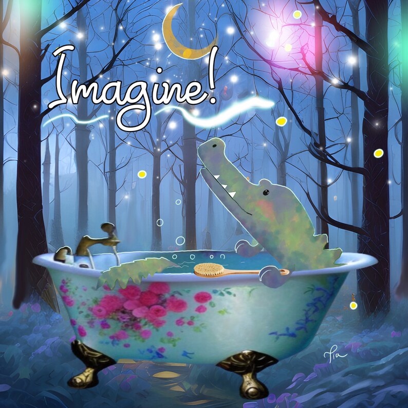 Printable Alligator Art for Children, Whimsical Kids Room, Hi Res