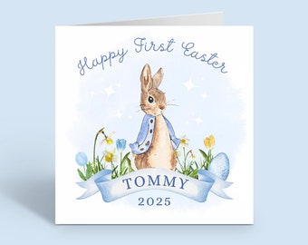 Personalised First Easter Card | Happy Easter Card | Baby Girl Baby Boy  | Grandchild Card | Greeting Cards | Peter Rabbit Flopsy