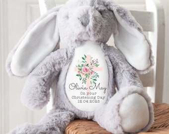 Personalised Christening Teddy | New Baby Gift | Gifts for Grandchildren | Baby Boy | Baby Girl | Bunny Rabbit | Baptism Name