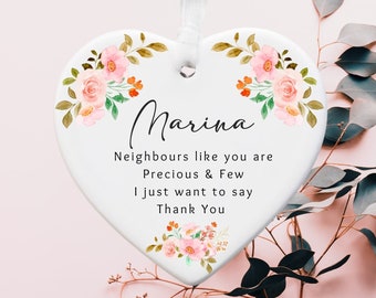 Personalised Neighbour Gift | Moving Away | Thank you | Best Neighbours | Letterbox | Keepsake | Ceramic Heart | Hanging Decoration Friend