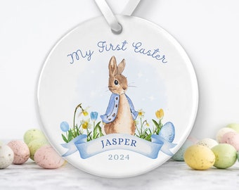 Easter Gift | Personalised Flopsy Rabbit Peter Rabbit | Bunny Ceramic Decoration | Babys First Easter | Beatrix Potter | Kids Easter Tree