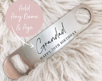 Personalised Bottle Opener | Gifts for him | 18th, 21st, 30th, 40th, 50th  Birthday | Beer Opener | Milestone birthdays | Steel Bar Blade