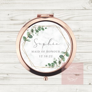 Personalised Compact Mirror | Bridesmaid Proposal Gifts | Wedding Favours | Mother of the Groom | Keepsakes | Maid of Honour | Hen Party