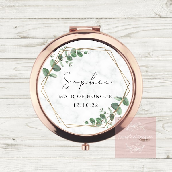 Personalised Compact Mirror | Bridesmaid Proposal Gifts | Wedding Favours | Mother of the Groom | Keepsakes | Maid of Honour | Hen Party