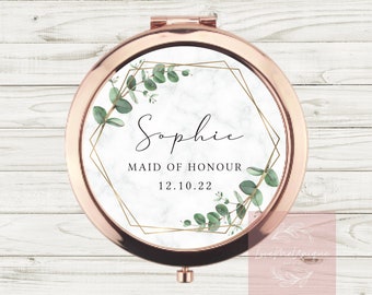 Personalised Compact Mirror | Bridesmaid Proposal Gifts | Wedding Favours | Mother of the Groom | Keepsakes | Maid of Honour | Hen Party