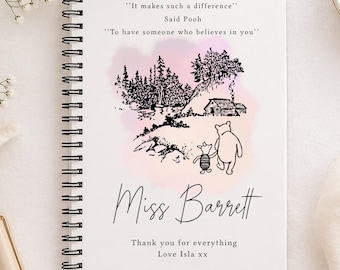 Personalised Teacher Notebook Gifts | Winnie the Pooh Quote
