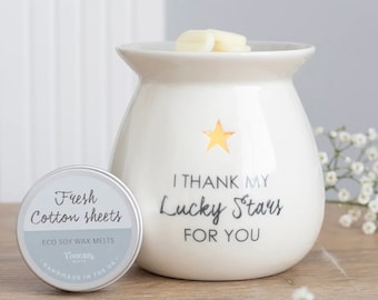 Wax Melt Burner | Thank My Lucky Stars - Oil Burner For Wax Melts | Gifts for Her | Birthday Gift | Home warming Gift | Thank You