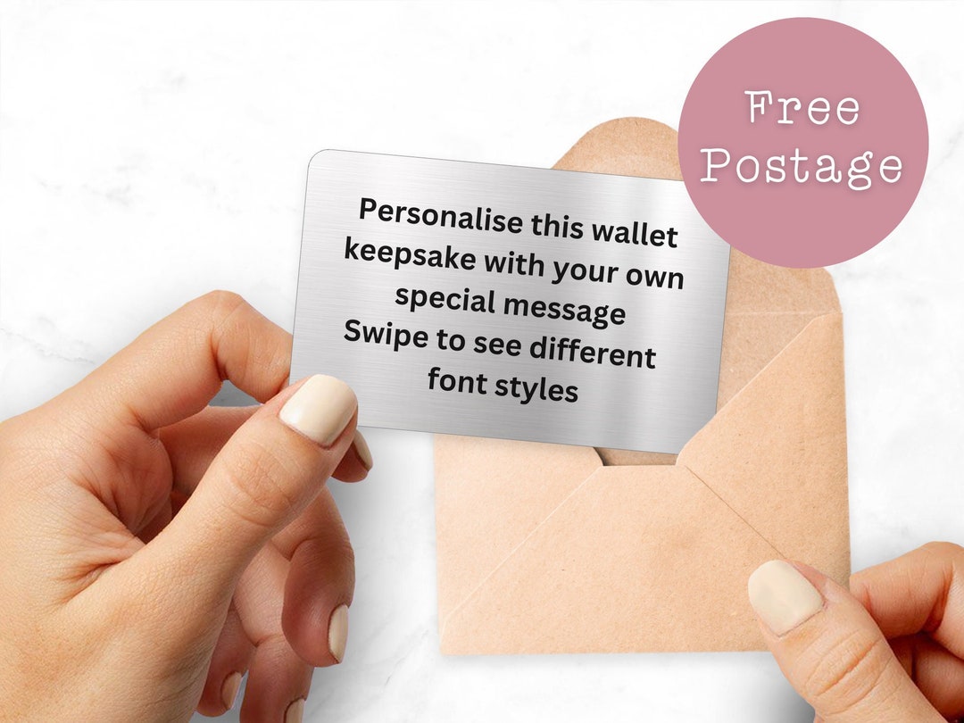 Wallet Card Message Personalised Own Message | Metal Wallet Card Insert | Keepsake Token ...