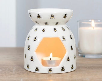 Bee Wax Melt Burner | Bumble bee print - Oil Burner For Wax Melts | Gifts for Her | Birthday Gift | Home warming Gift Beehive