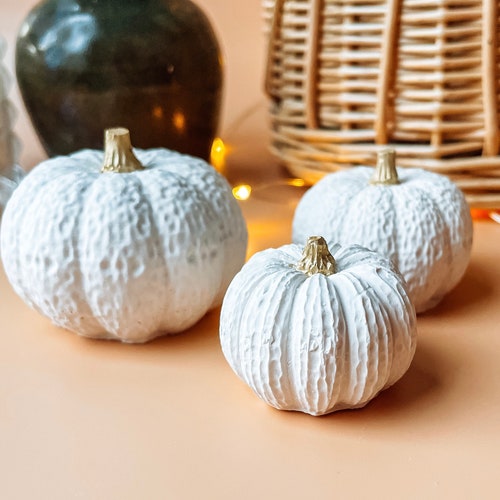 Set of 3 Pumpkins | Handmade Stone Pumpkins |Seasonal Home Decor | Hand painted | Halloween Decor | Fall Autumn