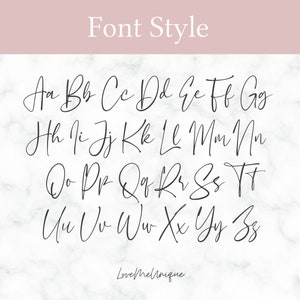 May include: A handwritten font style alphabet in black ink on a white marble background. The letters are written in a cursive style. The text "Font Style" is at the top of the image. The text "LoveMelinique" is at the bottom of the image.