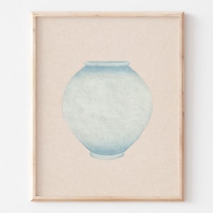 Lámina artística de tarro lunar coreano – Pintura minimalista inspirada en la cerámica de Joseon