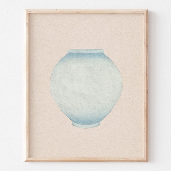Korean Moon Jar Art Print – Minimalist Painting Inspired by Joseon Ceramics