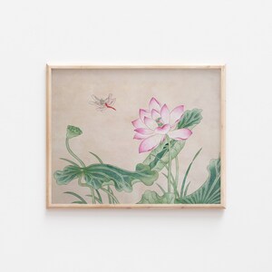 Korean Lotus Flower, Water lily painting Digital Download