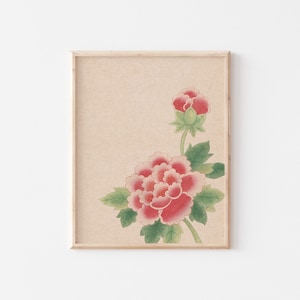 Orange Peony Korean Art Print - DIGITAL DOWNLOAD