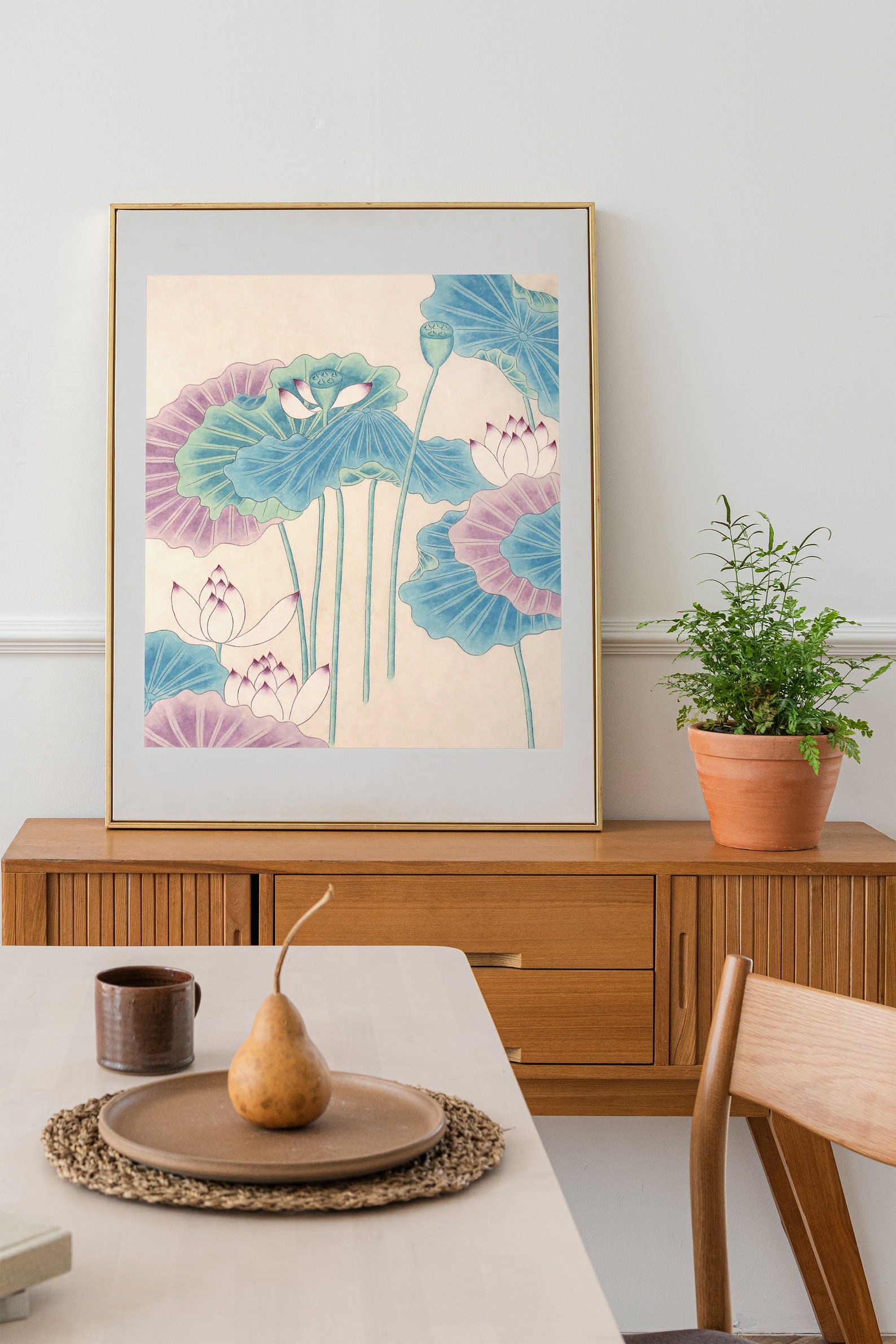 Korean Home Decor Print Korean Wall Art Modern Lotus Flower Etsy