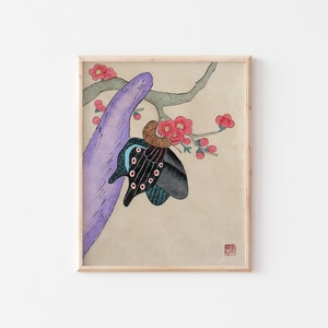 Korean Minhwa Butterfly Print: Botanical Art (Digital Download)