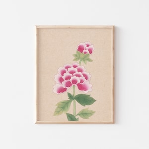 Pink Peony Korean Art Print - DIGITAL DOWNLOAD