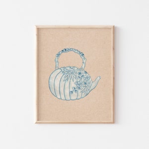 Blue Porcelain Pot Korean Art Print - DIGITAL DOWNLOAD
