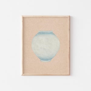 Korean Moon Jar Art Print – Minimalist Painting Inspired by Joseon Ceramics