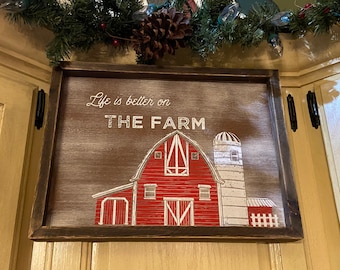 Life on the Farm Art Framed wood, handmade, farm decor