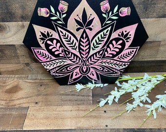 Hexagon Mandala sign, wall art, spiritual wall decor