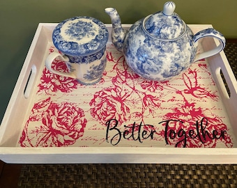 Pink Romantic Floral Serving Tray