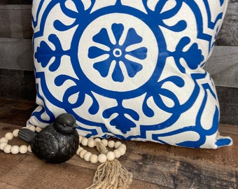 Blue and White Pillow, Colorful Tile Design Pillow Case, Vibrant Tile Pattern, Vivid Color Pillow, Decorative Pillows, 18x18