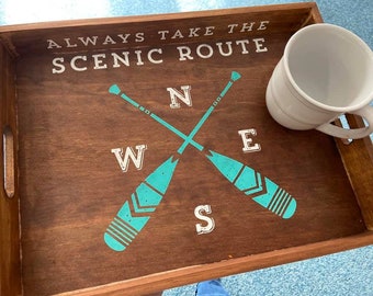 Always Take The Scenic Route breakfast tray, outdoor adventure tray