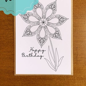 Printable Colorable Birthday Card Happy Birthday Card for Coloring ...