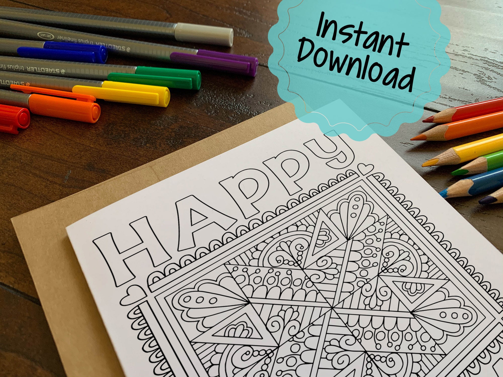 Printable Birthday Card Happy Birthday Card for Coloring Quilt Card ...