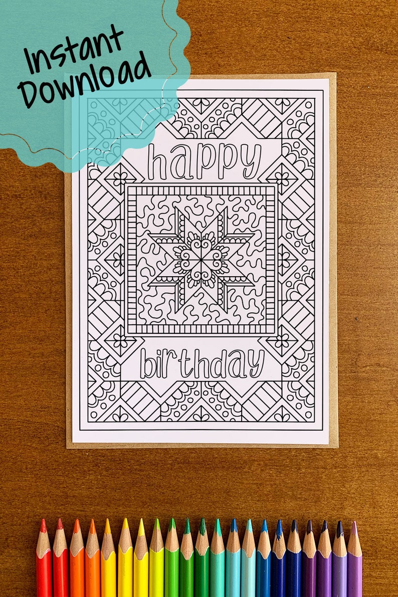 Printable Birthday Card for Coloring Happy Birthday Greeting Card Card ...