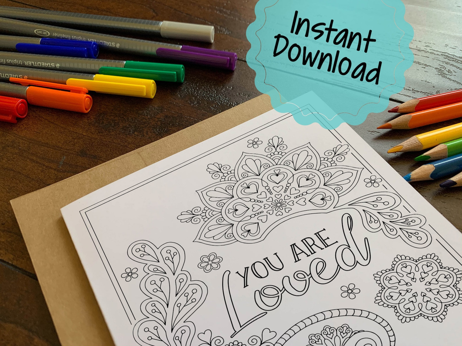 Printable Encouragement Card You Are Loved Coloring Cards - Etsy.de