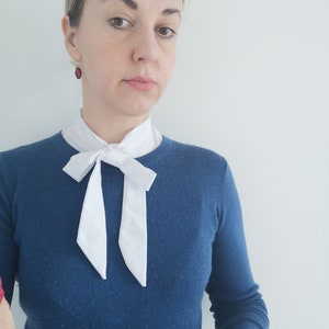 Collar with a Bow - Knot White False Collar Detachable Blouse with bow Falshe shirt front,detachable t shirt