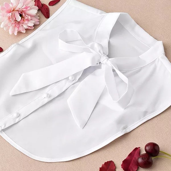 Collar with a Bow - Knot White False Collar Detachable Blouse with bow Falshe shirt front,detachable t shirt